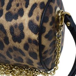 Pre Owned Dolce and Gabbana Leopard Print Chain Small Shoulder Bag