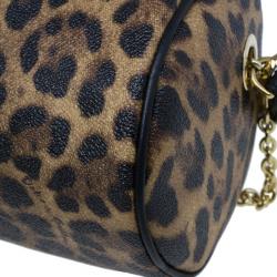 Pre Owned Dolce and Gabbana Leopard Print Chain Small Shoulder Bag