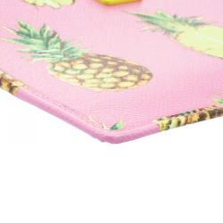 Pre Owned حقيبة كلتش دولتشي أند غابانا جلد وردي طباعة آناناس