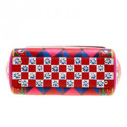 Pre Owned Dolce and Gabbana Multicolor Painted Leather Medium Miss Sicily Satchel 