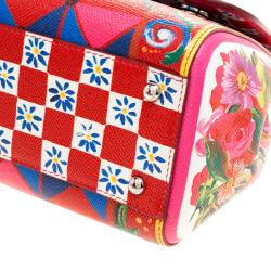 Pre Owned Dolce and Gabbana Multicolor Painted Leather Medium Miss Sicily Satchel 