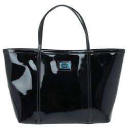 Pre Owned Dolce and Gabbana Black Patent Leather Miss Escape Tote