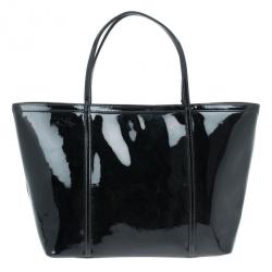 Pre Owned Dolce and Gabbana Black Patent Leather Miss Escape Tote