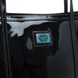 Pre Owned Dolce and Gabbana Black Patent Leather Miss Escape Tote