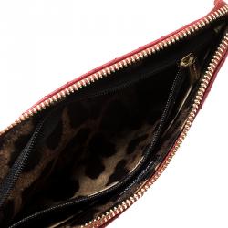 Pre Owned حقيبة صغيرة دولتشي أند غابانا مرصعة شعار مبطنة حمراء