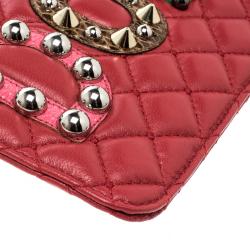 Pre Owned حقيبة صغيرة دولتشي أند غابانا مرصعة شعار مبطنة حمراء