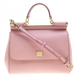 مملوكة مسبقًا Dolce and Gabbana Pink Leather Medium Miss Sicily Top Handle Bag