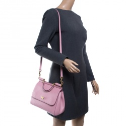 مملوكة مسبقًا Dolce and Gabbana Pink Leather Medium Miss Sicily Top Handle Bag