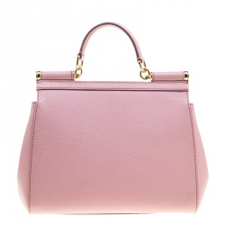 مملوكة مسبقًا Dolce and Gabbana Pink Leather Medium Miss Sicily Top Handle Bag