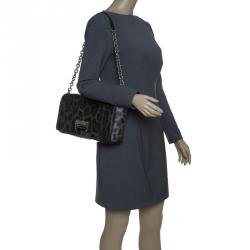 مملوكة مسبقًا Dolce and Gabbana Grey Leopard Print Coated Canvas Chain Shoulder Bag