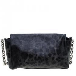 مملوكة مسبقًا Dolce and Gabbana Grey Leopard Print Coated Canvas Chain Shoulder Bag