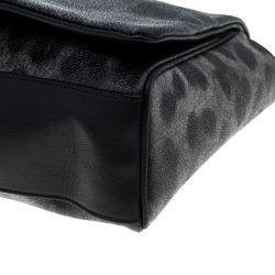 مملوكة مسبقًا Dolce and Gabbana Grey Leopard Print Coated Canvas Chain Shoulder Bag