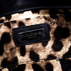 Pre Owned حقيبة كتف دولتشي أند غابانا سلسلة صغيرة كانفاس مقوى طباعة فهد خضراء