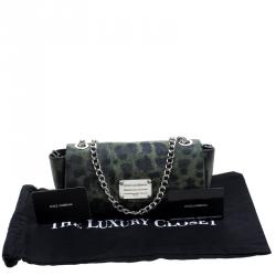 Pre Owned حقيبة كتف دولتشي أند غابانا سلسلة صغيرة كانفاس مقوى طباعة فهد خضراء