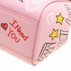 Pre Owned Dolce and Gabbana Blush Pink Leather Small Sicily Graffiti Top Handle Bag