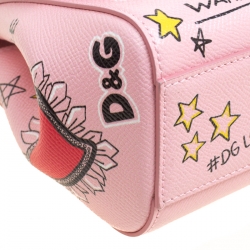Pre Owned Dolce and Gabbana Blush Pink Leather Small Sicily Graffiti Top Handle Bag