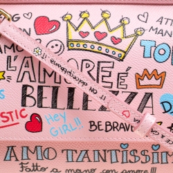 Pre Owned Dolce and Gabbana Blush Pink Leather Small Sicily Graffiti Top Handle Bag