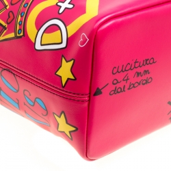 Pre Owned Dolce and Gabbana Pink Leather Beatrice Graffiti Shopper