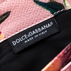 Pre Owned Dolce and Gabbana Black Leather Logo Zip Around Wallet