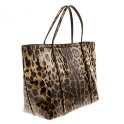 Pre Owned Dolce and Gabbana Leopard Print Animal Miss Escape Tote Bag