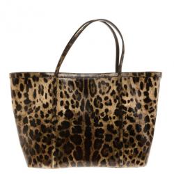 Pre Owned Dolce and Gabbana Leopard Print Animal Miss Escape Tote Bag