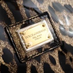 Pre Owned Dolce and Gabbana Leopard Print Animal Miss Escape Tote Bag