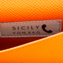 مملوكة مسبقًا Dolce and Gabbana Orange Leather Miss Sicily Von Wallet on Chain
