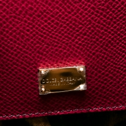 Pre Owned Dolce and Gabbana Burgundy Leather and Python Trim Medium Miss Monica Top Handle Bag