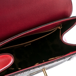 Pre Owned Dolce and Gabbana Burgundy Leather and Python Trim Medium Miss Monica Top Handle Bag