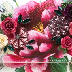 Pre Owned Dolce and Gabbana White Leather Peony Medium Miss Sicily Top Handle Bag