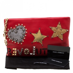 Pre Owned Dolce & Gabbana Red Revolutions Leather Clutch