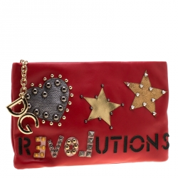 Pre Owned Dolce & Gabbana Red Revolutions Leather Clutch