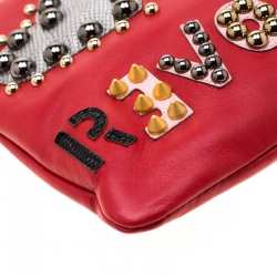 Pre Owned Dolce & Gabbana Red Revolutions Leather Clutch