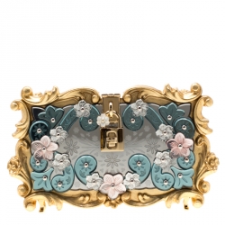 Pre Owned Dolce and Gabbana Multicolor Acrylic Mirrored Baroque Dolce Box Bag