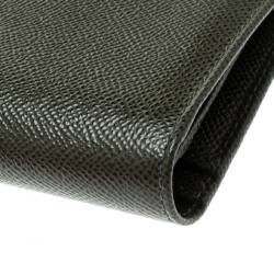 مملوكة مسبقًا Dolce and Gabbana Seaweed Green Leather Bifold Long Wallet