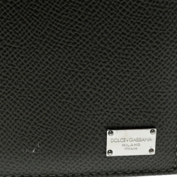 مملوكة مسبقًا Dolce and Gabbana Seaweed Green Leather Bifold Long Wallet