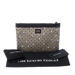 مملوكة مسبقًا Dolce & Gabbana Grey/Black Skull Print Clutch