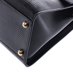 مملوكة مسبقًا حقيبة دولتشي أند غابانا يد علوية جلد سحلية بارز أسود