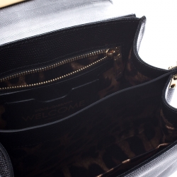 مملوكة مسبقًا حقيبة دولتشي أند غابانا يد علوية جلد سحلية بارز أسود