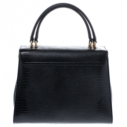 مملوكة مسبقًا حقيبة دولتشي أند غابانا يد علوية جلد سحلية بارز أسود