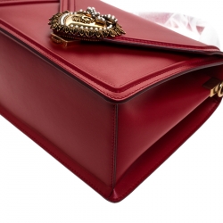 Pre Owned Dolce & Gabbana Red Leather Devotion Top Handle Bag
