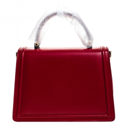 Pre Owned Dolce & Gabbana Red Leather Devotion Top Handle Bag