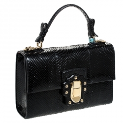 Pre Owned حقيبة دولتشي أند غابانا لوسيا يد علوية جلد ثعبان أسود