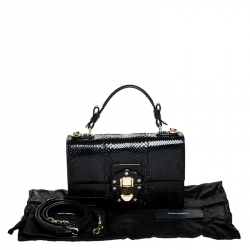 Pre Owned حقيبة دولتشي أند غابانا لوسيا يد علوية جلد ثعبان أسود