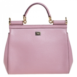 Pre Owned Dolce & Gabbana Pink Leather Medium Viva La Mamma Miss Sicily Bag