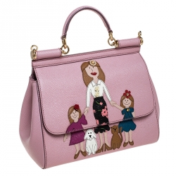 Pre Owned Dolce & Gabbana Pink Leather Medium Viva La Mamma Miss Sicily Bag