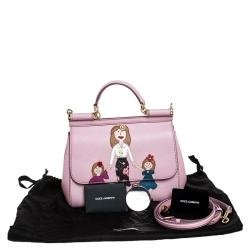 Pre Owned Dolce & Gabbana Pink Leather Medium Viva La Mamma Miss Sicily Bag