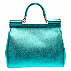 مملوكة مسبقًا Dolce and Gabbana Metallic Green Medium Miss Sicily Top Handle Bag