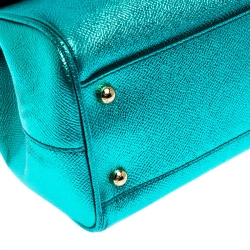 مملوكة مسبقًا Dolce and Gabbana Metallic Green Medium Miss Sicily Top Handle Bag