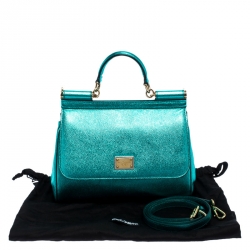 مملوكة مسبقًا Dolce and Gabbana Metallic Green Medium Miss Sicily Top Handle Bag